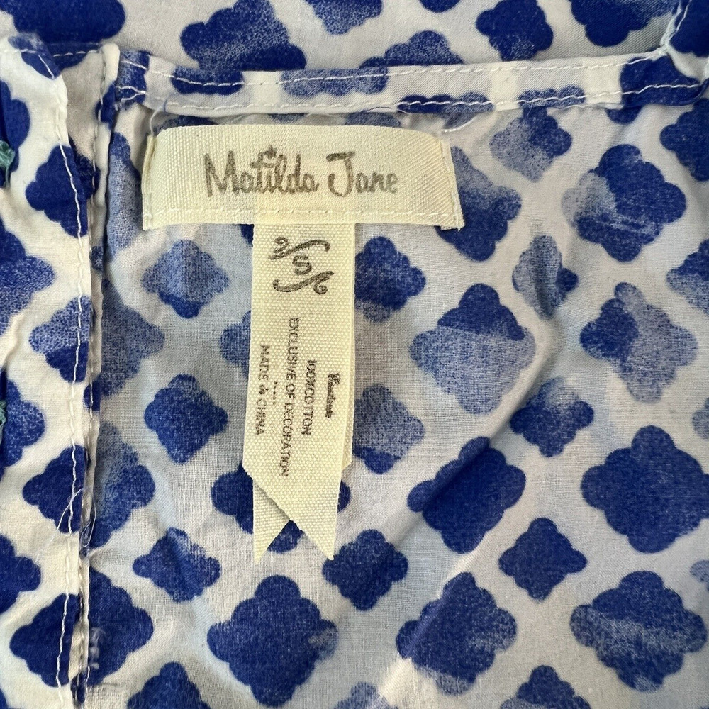 Matilda Jane Women’s Wandering Waters Blue & White Smocked Shirt Tank Small‎ - Picture 7 of 7